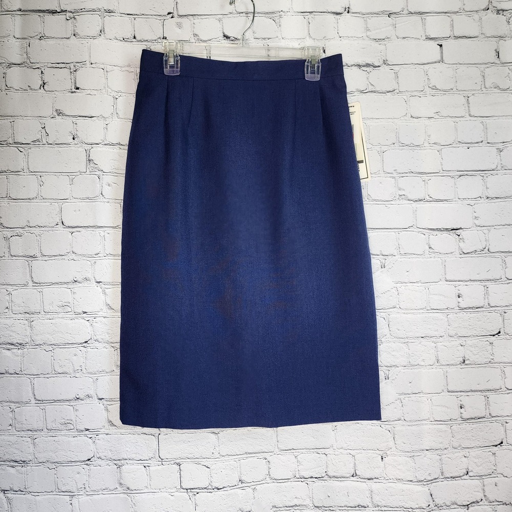 Prophecy Vintage 90s Navy Blue Pencil Skirt Lined Knee Length 8401MV Womens 12